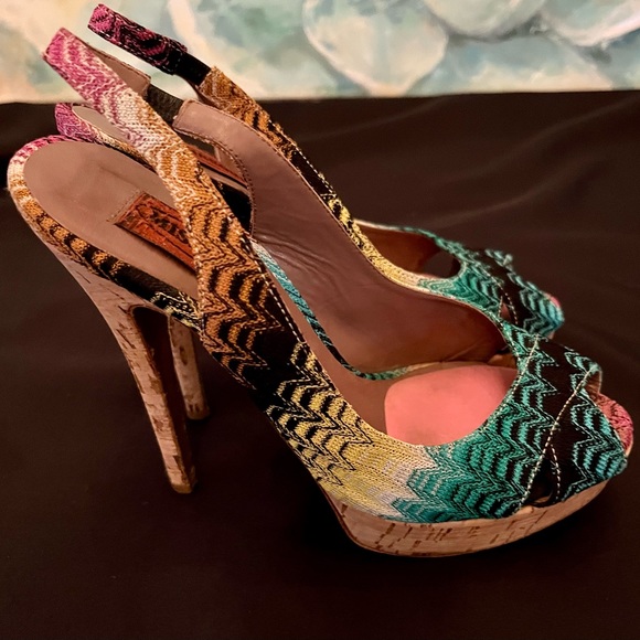Missoni Slingback 5” Cork Heels Made in Italy w/Dust Bag Size 37 - Picture 3 of 5
